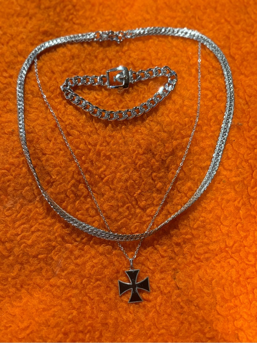 Vintage Sliver necklace stack with buckle bracelet